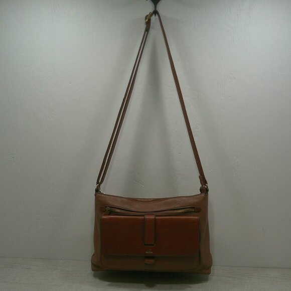Vintage Retired Fossil 2 Tone Brown Leather Crossbody Bag Purse Pocketbook - Picture 6 of 11